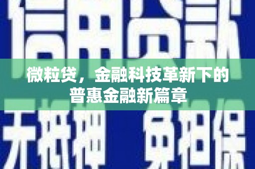 五股微粒贷，金融科技革新下的普惠金融新篇章